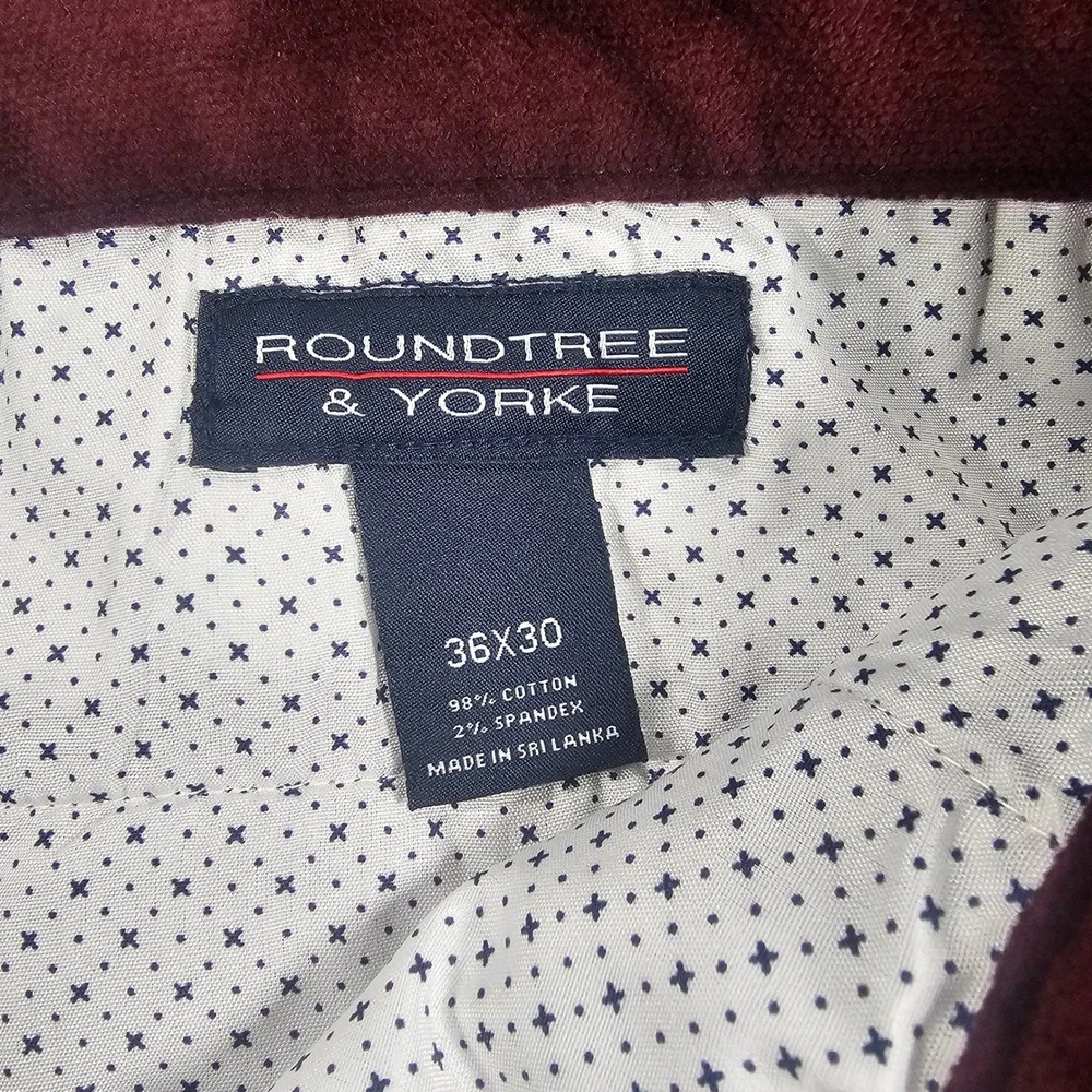 Roundtree & Yorke 36x30 Moleskin Chino Merlot Burgundy Straight Pants NWT 1602